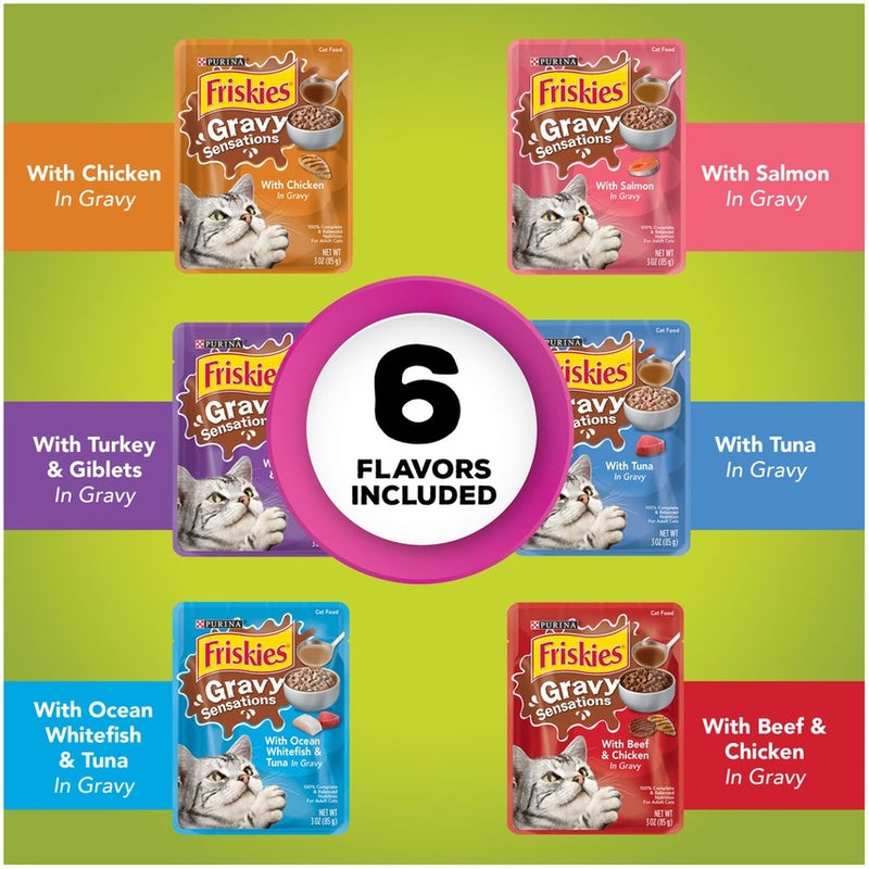 Friskies Gravy Sensations Variety Pack Cat Pouches Wet Cat Food