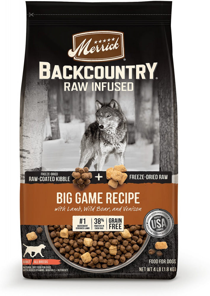 Merrick Backcountry Raw Infused Grain Free Dog Food Big Game Recipe Freeze Dried Dog Food
