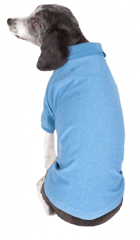 Pet Life Active Relax Stretch Fur Flexed Blue Polo T-Shirt