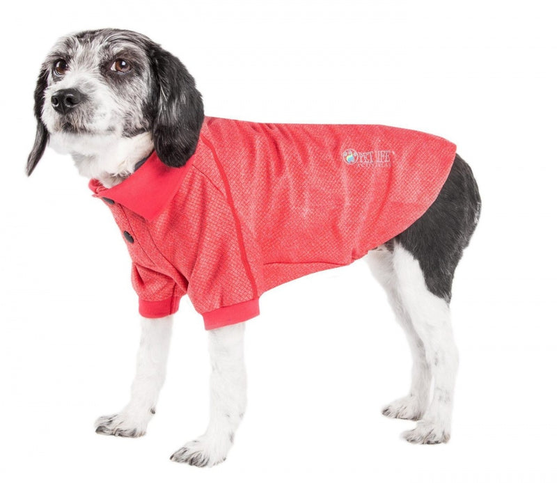 Pet Life Active Relax Stretch Fur Flexed Red Polo Dog T-Shirt