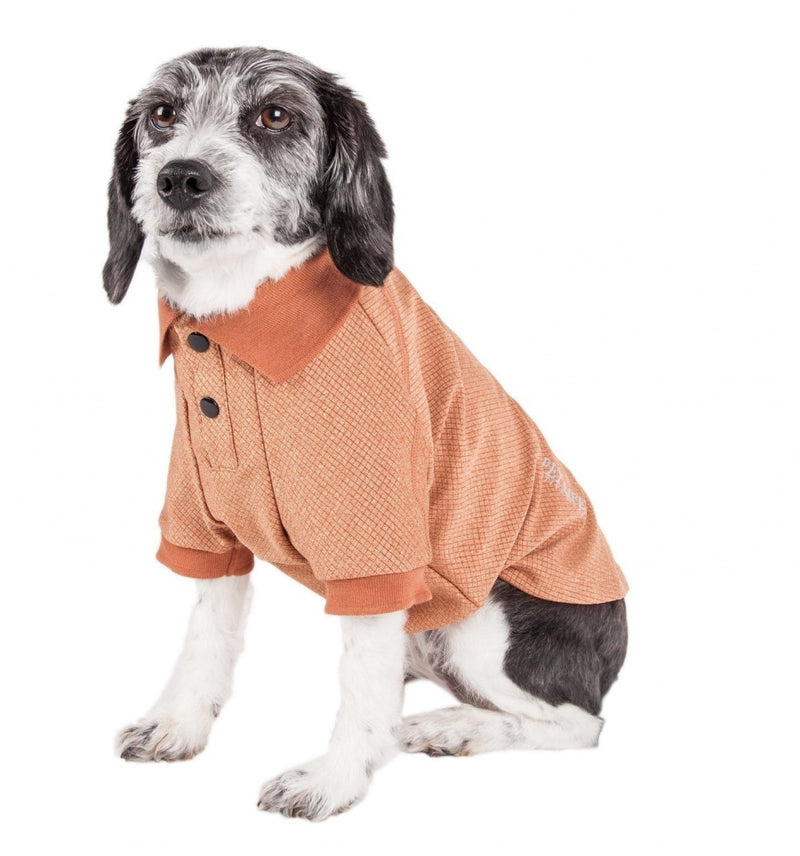 Pet Life Active Relax Stretch Fur Flexed Tan Polo Dog T-Shirt