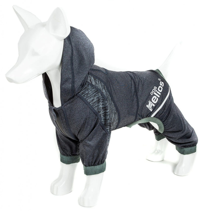 Pet Life Dog Helios Namastail Charcoal Black Full Bodied Performance Breathable Yoga Dog Hooded Tracksuit