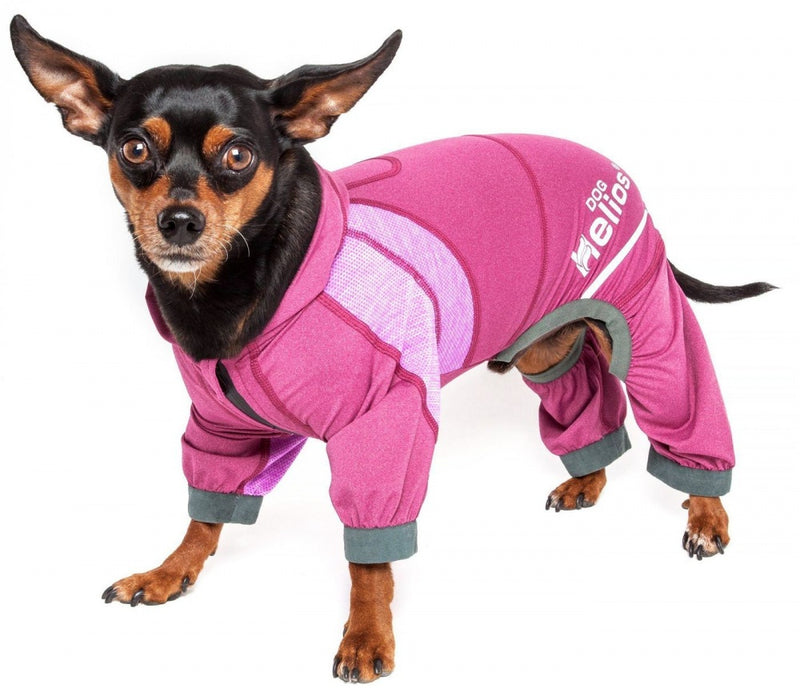 Pet Life Dog Helios Namastail Pink Full Bodied Performance Breathable Yoga Dog Hooded Tracksuit