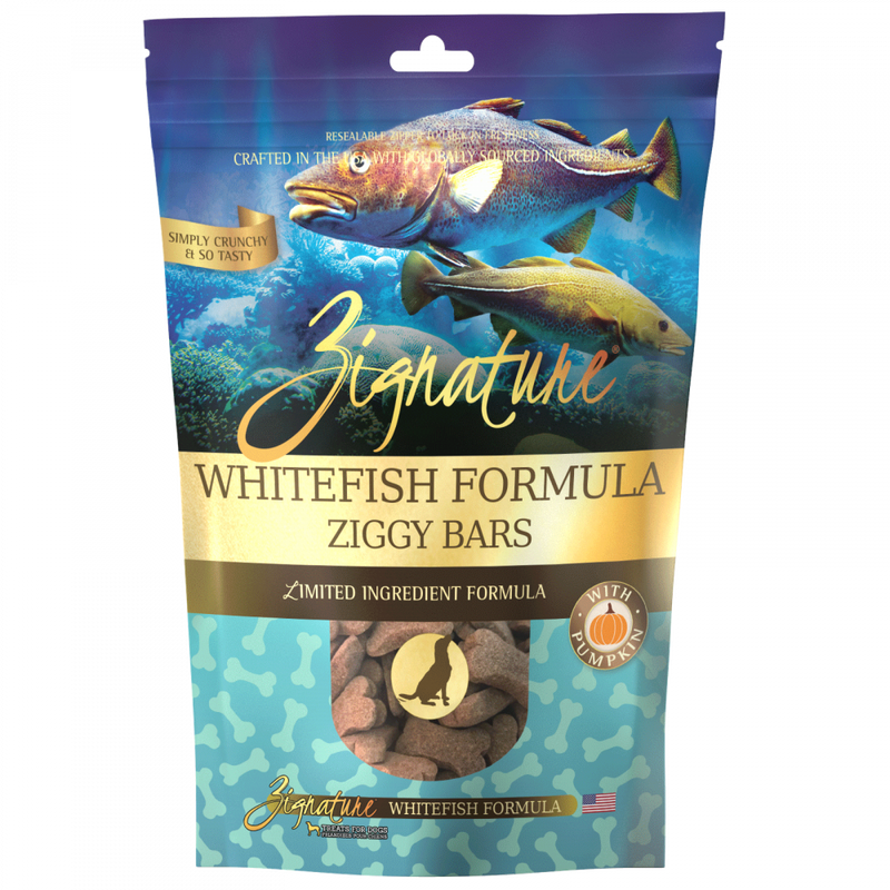 Zignature Zssential Ziggy Bars Whitefish Formula Dog Treats